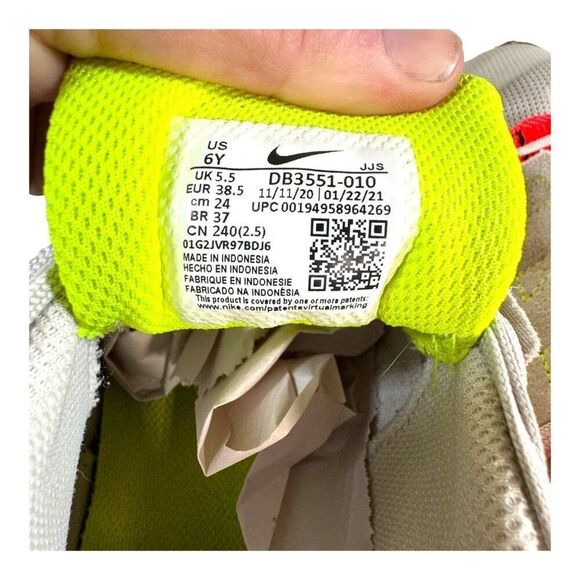 Nike Youth Running Shoes DB3351-010 6Y Neon & Red Mesh Sneakers Crater Impact - Picture 3 of 11
